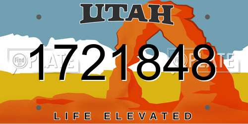 1721848 Utah License Plate