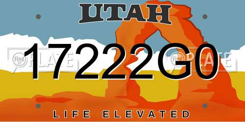17222G0 Utah License Plate