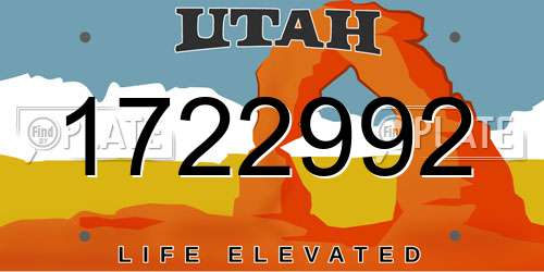 1722992 Utah License Plate
