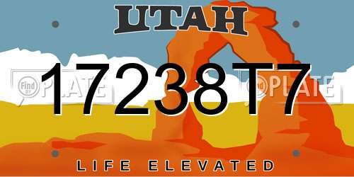 17238T7 Utah License Plate