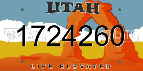1724260 Utah License Plate