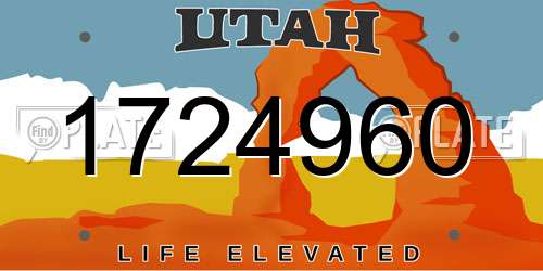 1724960 Utah License Plate