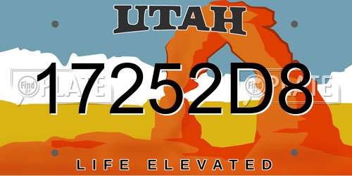 17252D8 Utah License Plate