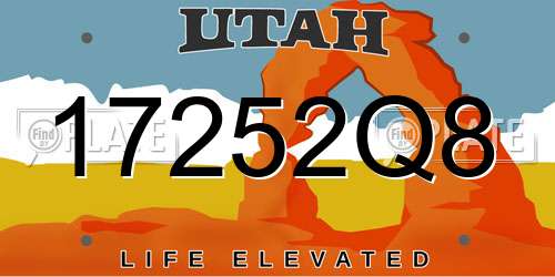 17252Q8 Utah License Plate