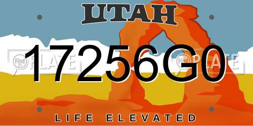 17256G0 Utah License Plate