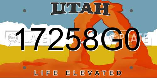 17258G0 Utah License Plate