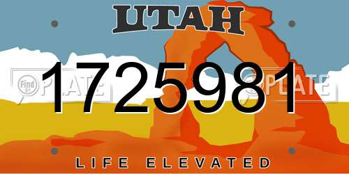 1725981 Utah License Plate