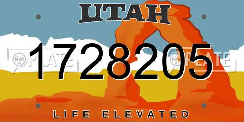 1728205 Utah License Plate