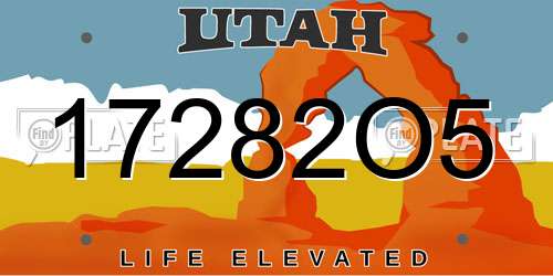 17282O5 Utah License Plate
