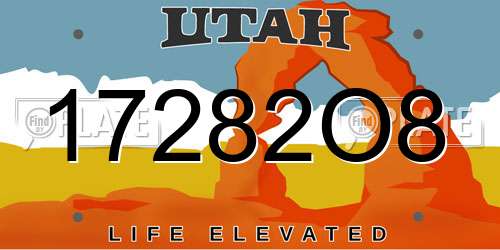 17282O8 Utah License Plate