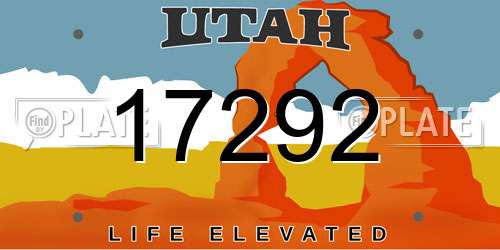 17292 Utah License Plate