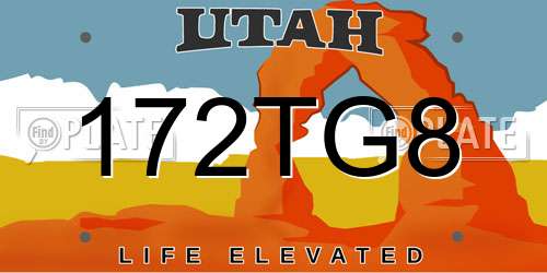 172TG8 Utah License Plate