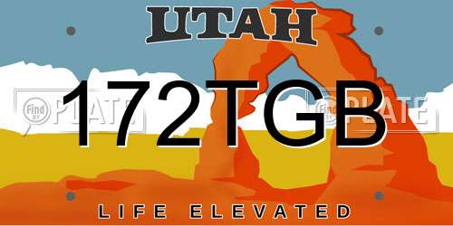 172TGB Utah License Plate