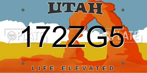 172ZG5 Utah License Plate