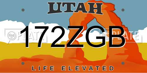 172ZGB Utah License Plate