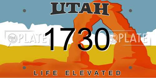 1730 Utah License Plate