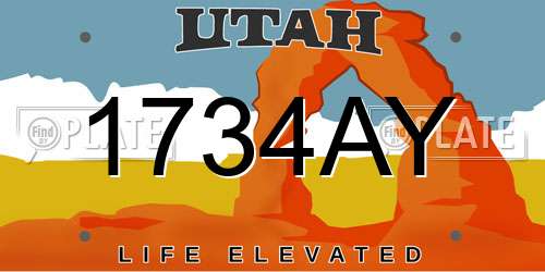 1734AY Utah License Plate