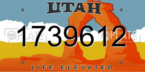 1739612 Utah License Plate