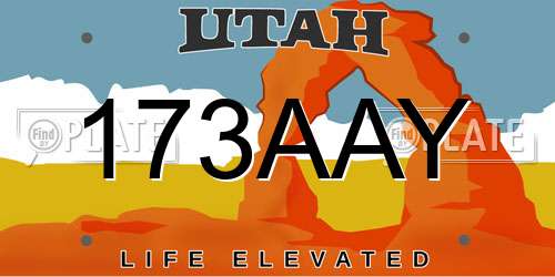 173AAY Utah License Plate