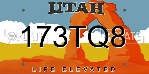 173TQ8 Utah License Plate