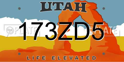 173ZD5 Utah License Plate
