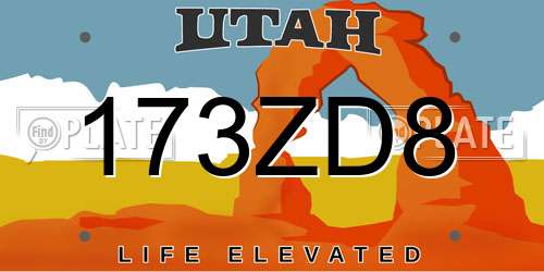 173ZD8 Utah License Plate