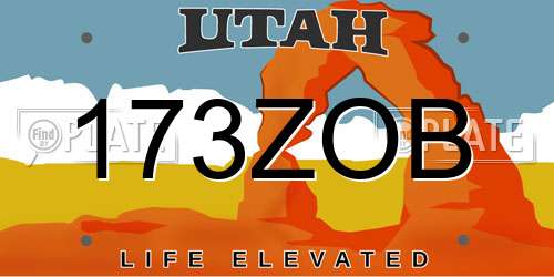 173ZOB Utah License Plate