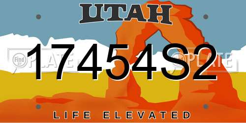 17454S2 Utah License Plate