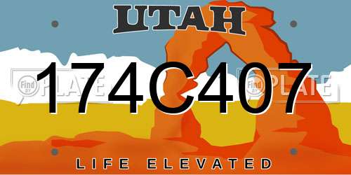 174C407 Utah License Plate