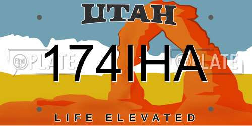 174IHA Utah License Plate