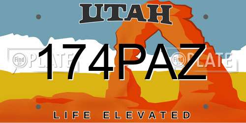 174PAZ Utah License Plate