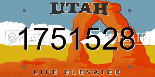 1751528 Utah License Plate