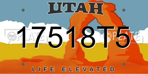 17518T5 Utah License Plate
