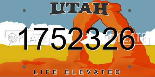 1752326 Utah License Plate