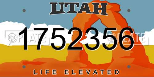 1752356 Utah License Plate