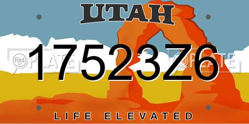 17523Z6 Utah License Plate
