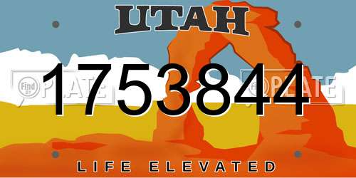 1753844 Utah License Plate