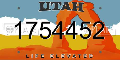 1754452 Utah License Plate