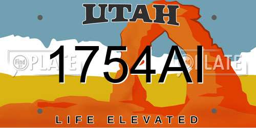 1754AI Utah License Plate