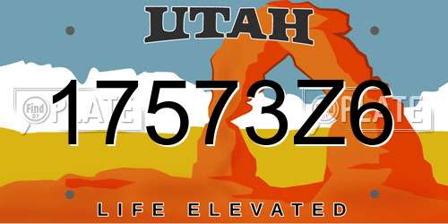 17573Z6 Utah License Plate