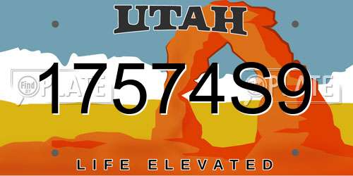 17574S9 Utah License Plate