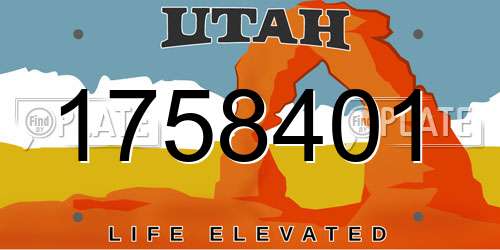 1758401 Utah License Plate