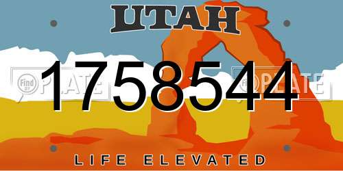 1758544 Utah License Plate