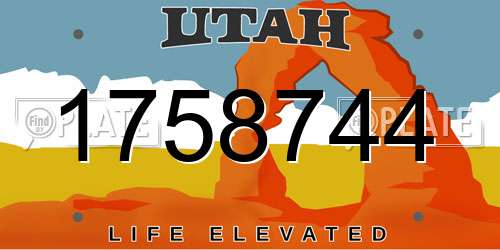 1758744 Utah License Plate