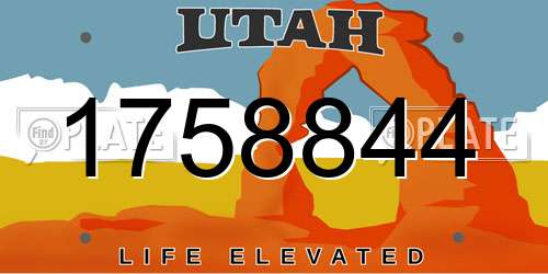 1758844 Utah License Plate