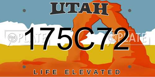 175C72 Utah License Plate