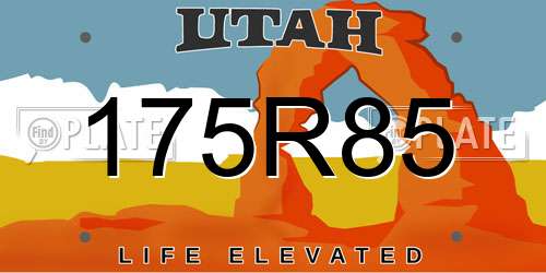 175R85 Utah License Plate