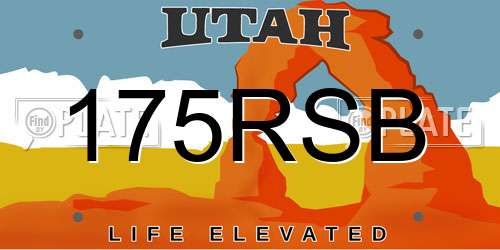 175RSB Utah License Plate