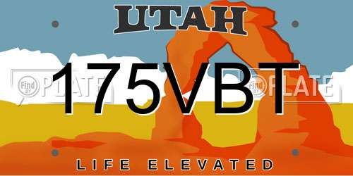 175VBT Utah License Plate