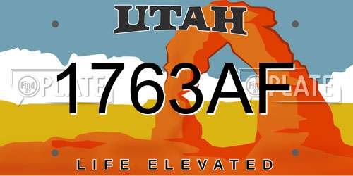 1763AF Utah License Plate
